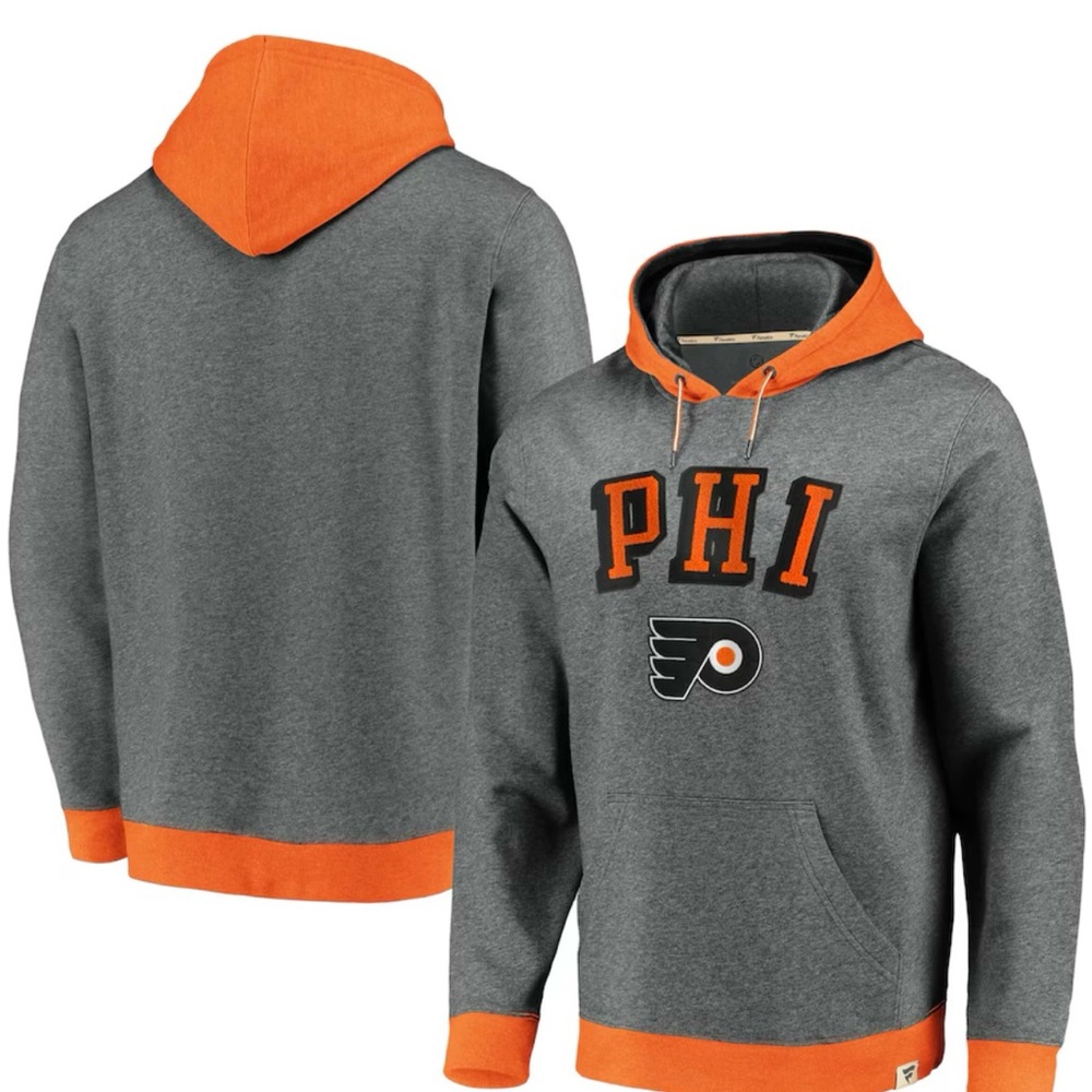 Fanatics Gray and Orange FLYERS Sweatshirt Bold Hockey Style